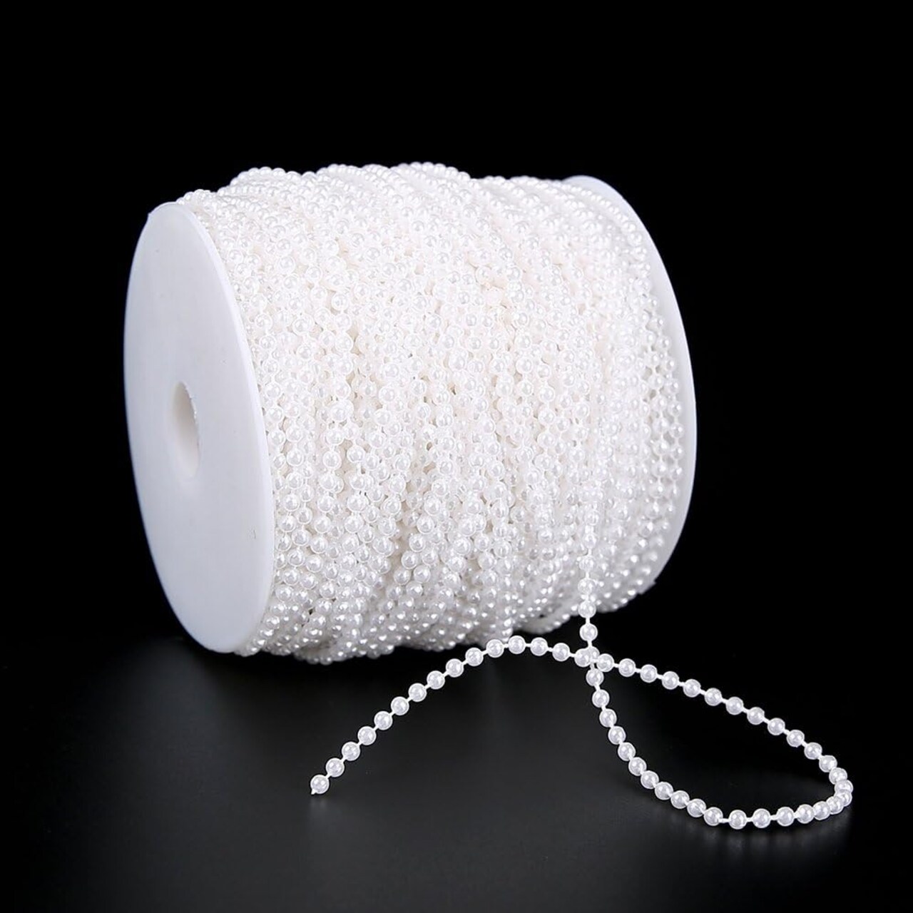 White Pearl Garland Strand,2.5mm Crystal Beads Faux Bead Spool Rope for Wedding Party Decoration
